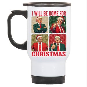 ILl Be Home For Christmas Funny Santa Claus Trump 2024 Stainless Steel Travel Mug