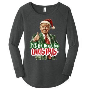 ILl Be Home For Christmas Funny Santa Claus Trump 2024 Women's Perfect Tri Tunic Long Sleeve Shirt