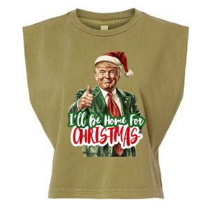 ILl Be Home For Christmas Funny Santa Claus Trump 2024 Garment-Dyed Women's Muscle Tee