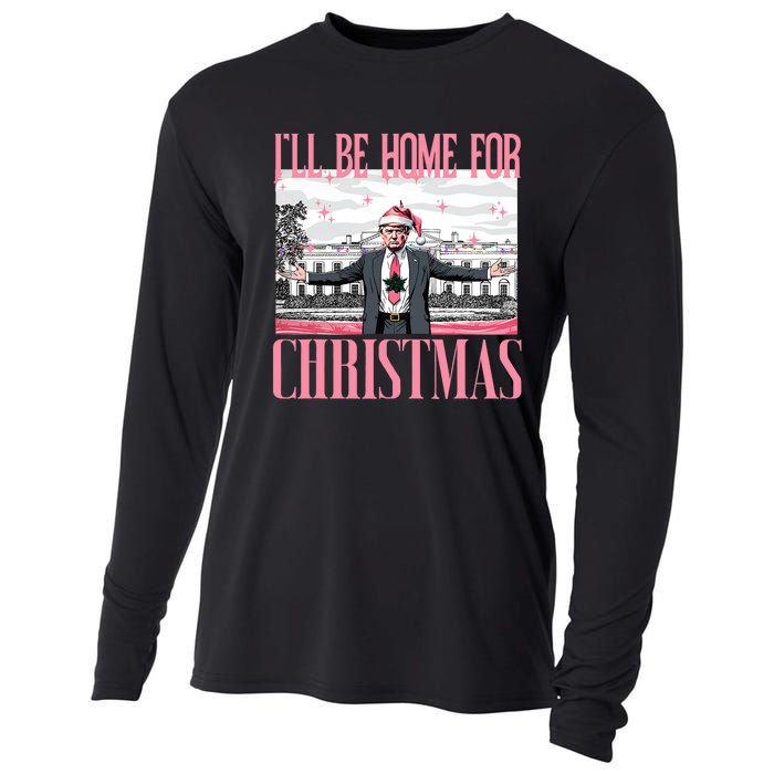 ILl Be Home For Christmas Funny Santa Claus Trump 2024 Cooling Performance Long Sleeve Crew