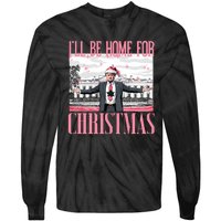 ILl Be Home For Christmas Funny Santa Claus Trump 2024 Tie-Dye Long Sleeve Shirt