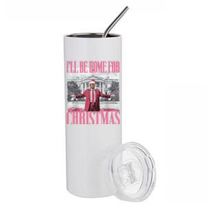 ILl Be Home For Christmas Funny Santa Donald Trump 2024 Stainless Steel Tumbler