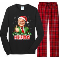 ILl Be Home For Christmas Funny Santa Claus Trump 2024 Xmas Long Sleeve Pajama Set