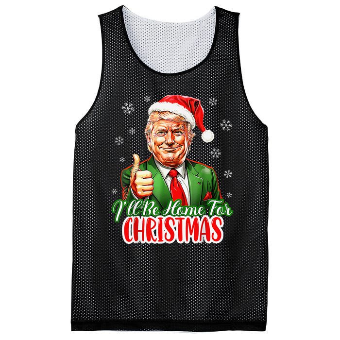 ILl Be Home For Christmas Funny Santa Claus Trump 2024 Xmas Mesh Reversible Basketball Jersey Tank