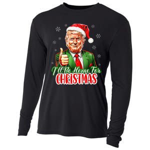 ILl Be Home For Christmas Funny Santa Claus Trump 2024 Xmas Cooling Performance Long Sleeve Crew