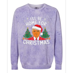 ILl Be Home For Christmas Funny Santa Claus Trump 2024 Xmas Colorblast Crewneck Sweatshirt