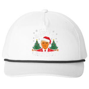 ILl Be Home For Christmas Funny Santa Claus Trump 2024 Xmas Snapback Five-Panel Rope Hat