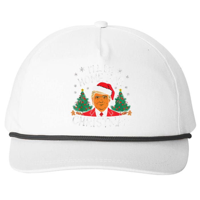 ILl Be Home For Christmas Funny Santa Claus Trump 2024 Xmas Snapback Five-Panel Rope Hat