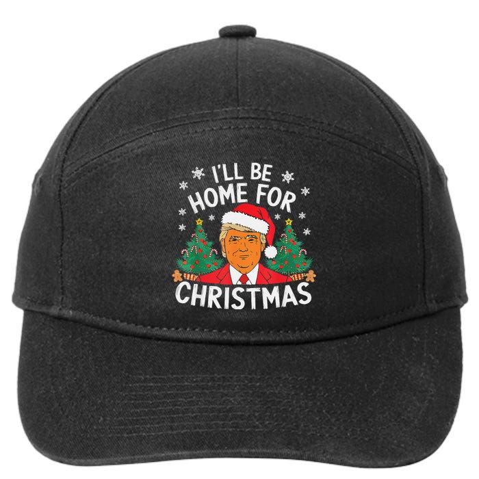 ILl Be Home For Christmas Funny Santa Claus Trump 2024 Xmas 7-Panel Snapback Hat