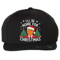 ILl Be Home For Christmas Funny Santa Claus Trump 2024 Xmas Wool Snapback Cap