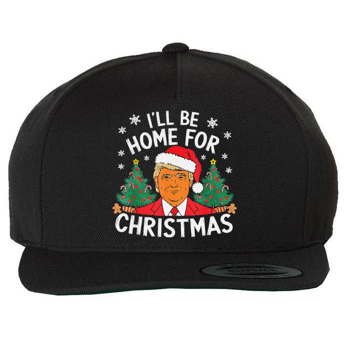 ILl Be Home For Christmas Funny Santa Claus Trump 2024 Xmas Wool Snapback Cap