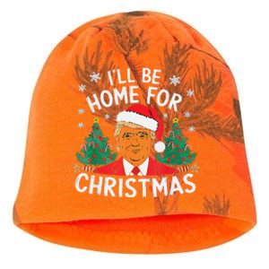 ILl Be Home For Christmas Funny Santa Claus Trump 2024 Xmas Kati - Camo Knit Beanie