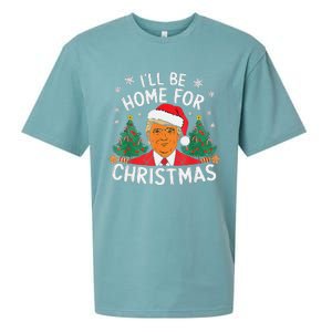 ILl Be Home For Christmas Funny Santa Claus Trump 2024 Xmas Sueded Cloud Jersey T-Shirt