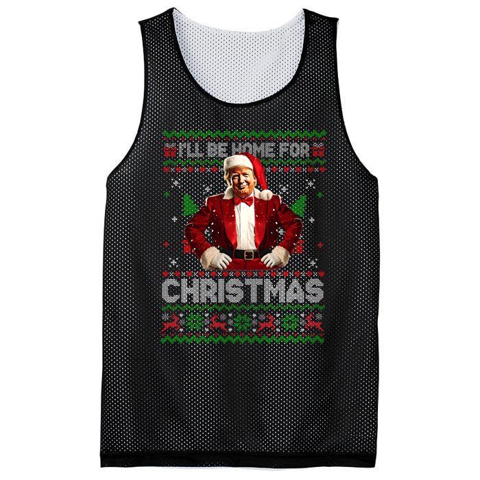 ILl Be Home For Christmas Xmas Trump Pajamas Holiday Santa Mesh Reversible Basketball Jersey Tank