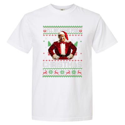 ILl Be Home For Christmas Xmas Trump Pajamas Holiday Santa Garment-Dyed Heavyweight T-Shirt