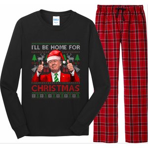 ILl Be Home For Christmas Santa Trump Xmas Pajamas Funny Long Sleeve Pajama Set