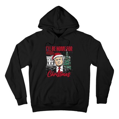 ILl Be Home For Christmas Funny Santa Trump Xmas Pajamas Hoodie