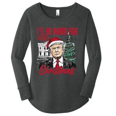 ILl Be Home For Christmas Funny Santa Trump Xmas Pajamas Women's Perfect Tri Tunic Long Sleeve Shirt