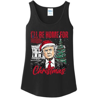 ILl Be Home For Christmas Funny Santa Trump Xmas Pajamas Ladies Essential Tank