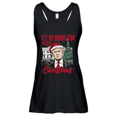 ILl Be Home For Christmas Funny Santa Trump Xmas Pajamas Ladies Essential Flowy Tank