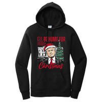 ILl Be Home For Christmas Funny Santa Trump Xmas Pajamas Women's Pullover Hoodie