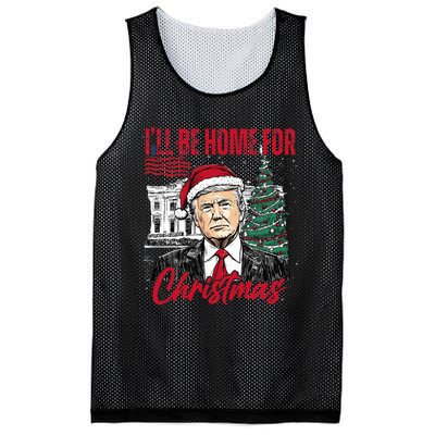 ILl Be Home For Christmas Funny Santa Trump Xmas Pajamas Mesh Reversible Basketball Jersey Tank