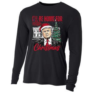 ILl Be Home For Christmas Funny Santa Trump Xmas Pajamas Cooling Performance Long Sleeve Crew