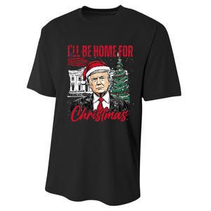 ILl Be Home For Christmas Funny Santa Trump Xmas Pajamas Performance Sprint T-Shirt