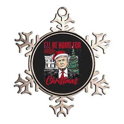 ILl Be Home For Christmas Funny Santa Trump Xmas Pajamas Metallic Star Ornament