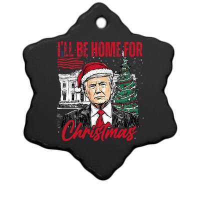 ILl Be Home For Christmas Funny Santa Trump Xmas Pajamas Ceramic Star Ornament