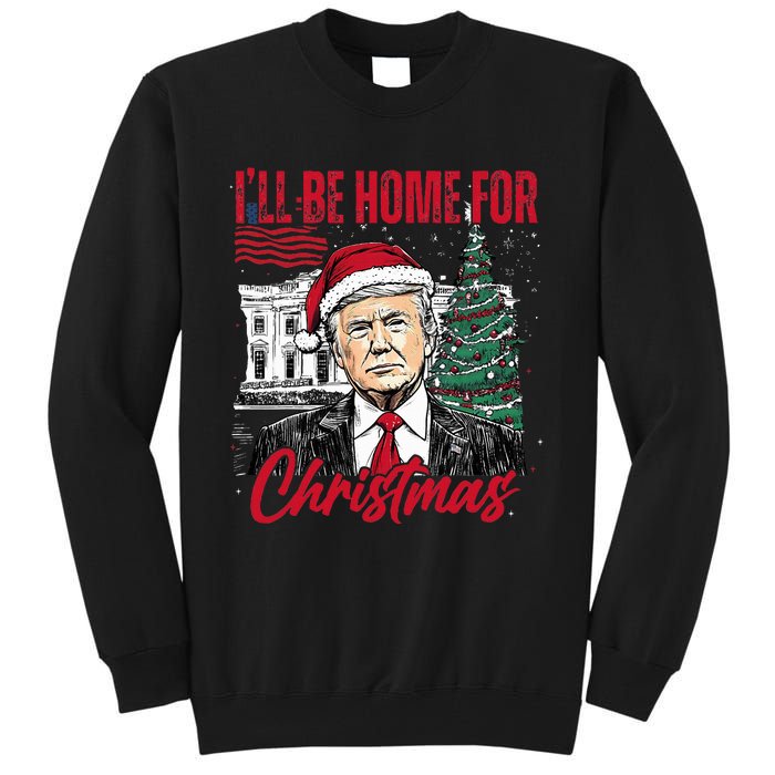 ILl Be Home For Christmas Funny Santa Trump Xmas Pajamas Tall Sweatshirt