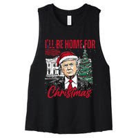 ILl Be Home For Christmas Funny Santa Trump Xmas Pajamas Women's Racerback Cropped Tank