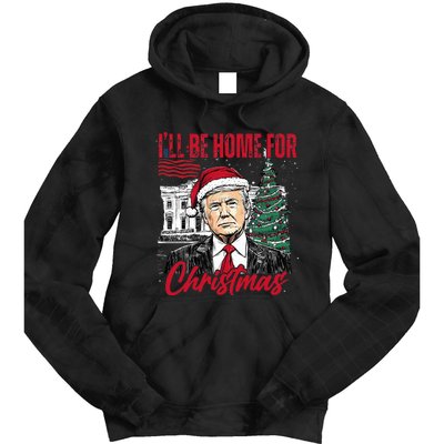 ILl Be Home For Christmas Funny Santa Trump Xmas Pajamas Tie Dye Hoodie