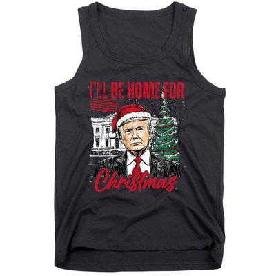 ILl Be Home For Christmas Funny Santa Trump Xmas Pajamas Tank Top