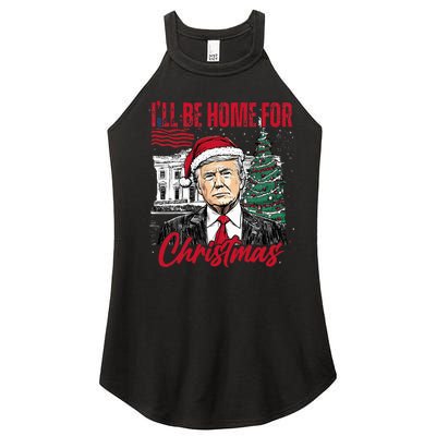 ILl Be Home For Christmas Funny Santa Trump Xmas Pajamas Women's Perfect Tri Rocker Tank