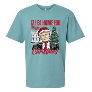 ILl Be Home For Christmas Funny Santa Trump Xmas Pajamas Sueded Cloud Jersey T-Shirt