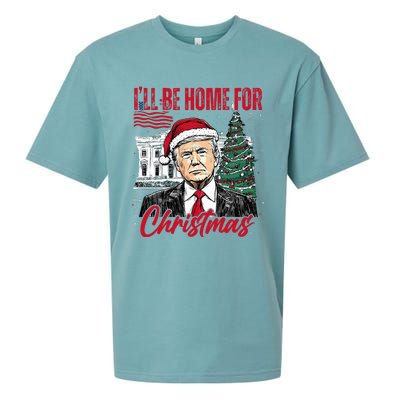 ILl Be Home For Christmas Funny Santa Trump Xmas Pajamas Sueded Cloud Jersey T-Shirt