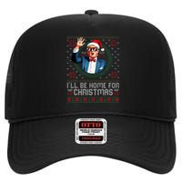 ILl Be Home For Christmas Funny Trump Ugly Xmas Sweaters Pj High Crown Mesh Back Trucker Hat