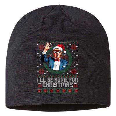 ILl Be Home For Christmas Funny Trump Ugly Xmas Sweaters Pj Sustainable Beanie