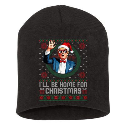 ILl Be Home For Christmas Funny Trump Ugly Xmas Sweaters Pj Short Acrylic Beanie