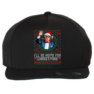 ILl Be Home For Christmas Funny Trump Ugly Xmas Sweaters Pj Wool Snapback Cap