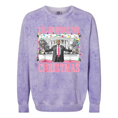 ILl Be Home For Christmas Santa Funny Trump Xmas Pajamas Colorblast Crewneck Sweatshirt