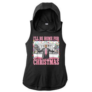 ILl Be Home For Christmas Santa Funny Trump Xmas Pajamas Ladies PosiCharge Tri-Blend Wicking Draft Hoodie Tank