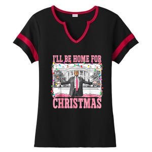 ILl Be Home For Christmas Santa Funny Trump Xmas Pajamas Ladies Halftime Notch Neck Tee