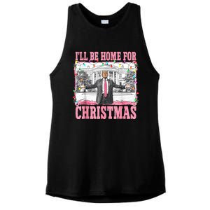 ILl Be Home For Christmas Santa Funny Trump Xmas Pajamas Ladies PosiCharge Tri-Blend Wicking Tank