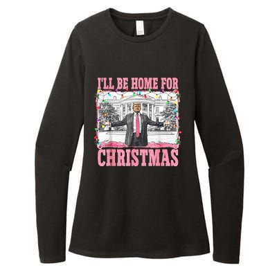 ILl Be Home For Christmas Santa Funny Trump Xmas Pajamas Womens CVC Long Sleeve Shirt