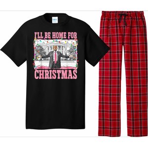 ILl Be Home For Christmas Santa Funny Trump Xmas Pajamas Pajama Set