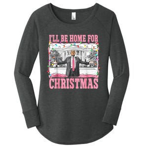 ILl Be Home For Christmas Santa Funny Trump Xmas Pajamas Women's Perfect Tri Tunic Long Sleeve Shirt