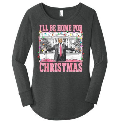 ILl Be Home For Christmas Santa Funny Trump Xmas Pajamas Women's Perfect Tri Tunic Long Sleeve Shirt