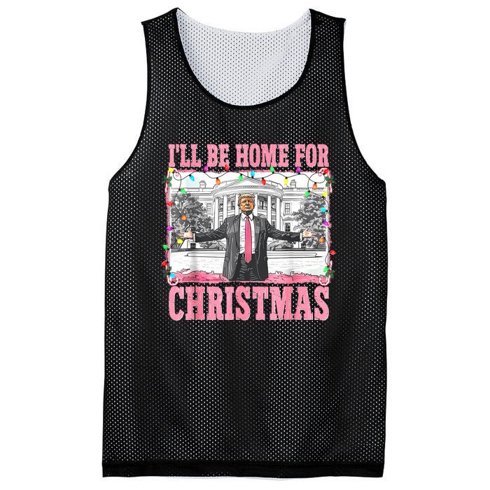 ILl Be Home For Christmas Santa Funny Trump Xmas Pajamas Mesh Reversible Basketball Jersey Tank